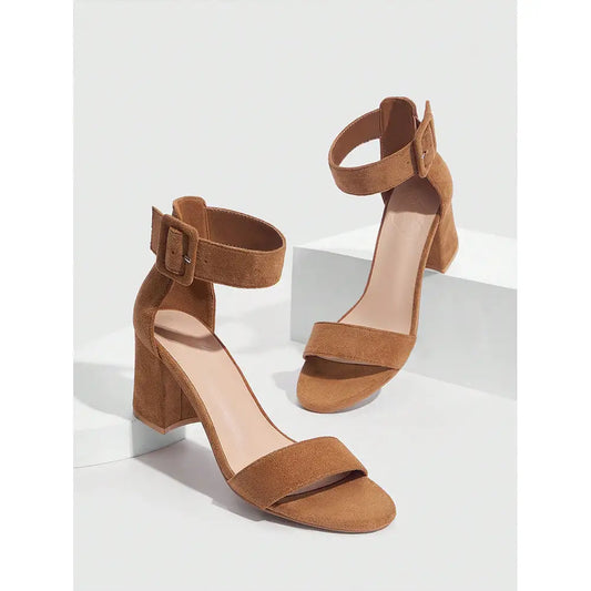ChicWrap: Open Toe Heel-Strap Sandals - Light Brown / 36