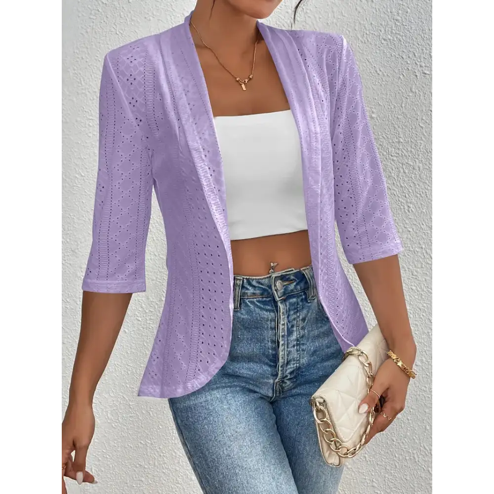 ChicWrap: Women’s Half Sleeve Shawl Coat - Violet / S