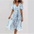 Chiffon Floral Dress - Aqua blue / L