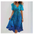 Chiffon Floral Dress - Gradient Blue / L