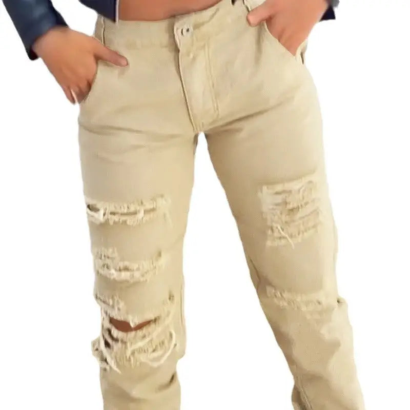 ChillTied High-Waist Ripped Ankle Pants