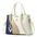 ChromaCarry Luxe: Soft Leather Tote - White And Blue