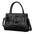 Cloud Blue Genuine Leather Double Shoulder Strap Bag with Internal Pockets - Black