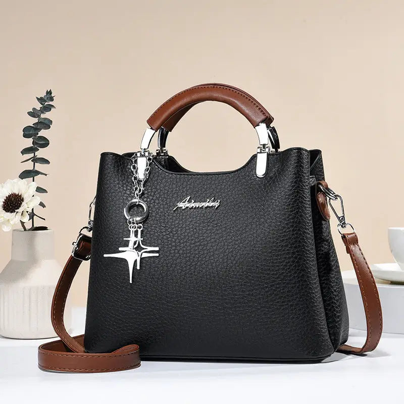 Colorblock PU Street Style Handbag for Women - Black