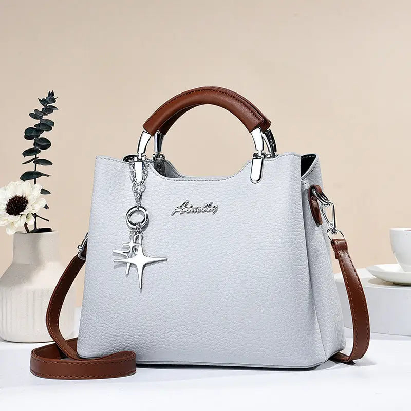 Colorblock PU Street Style Handbag for Women - Gray