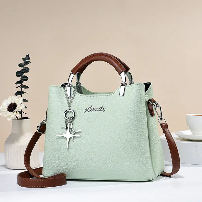 Colorblock PU Street Style Handbag for Women - Matcha Green