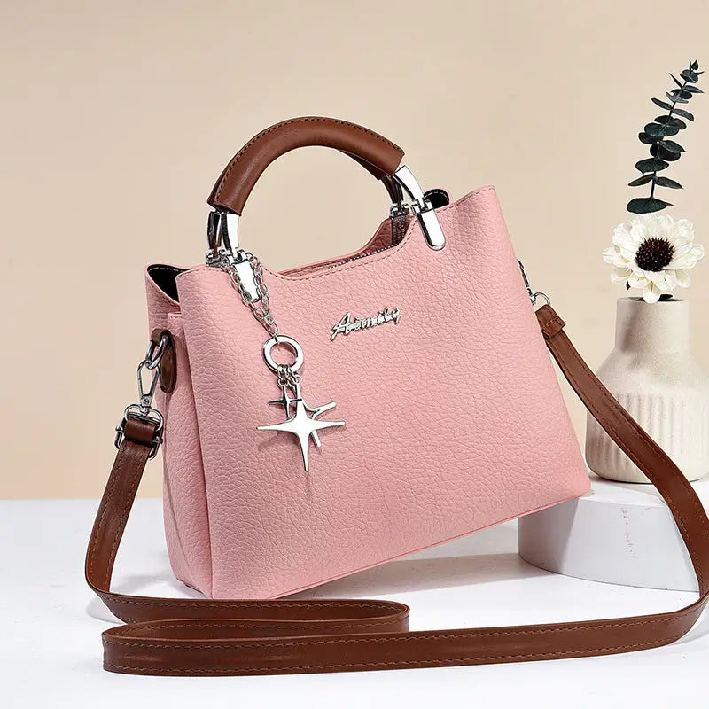 Colorblock PU Street Style Handbag for Women - Pink
