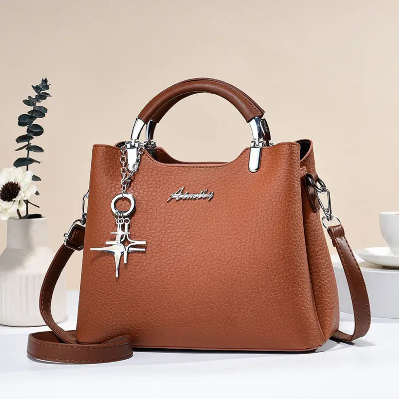 Colorblock PU Street Style Handbag for Women - Yellowish Brown