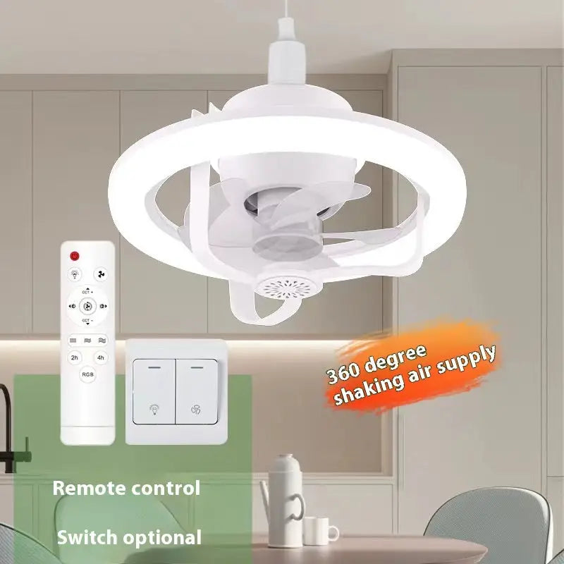 Colorful Dimmable Ceiling Fan Lamp with Adjustable Hanging Rope 280*180mm / 50W