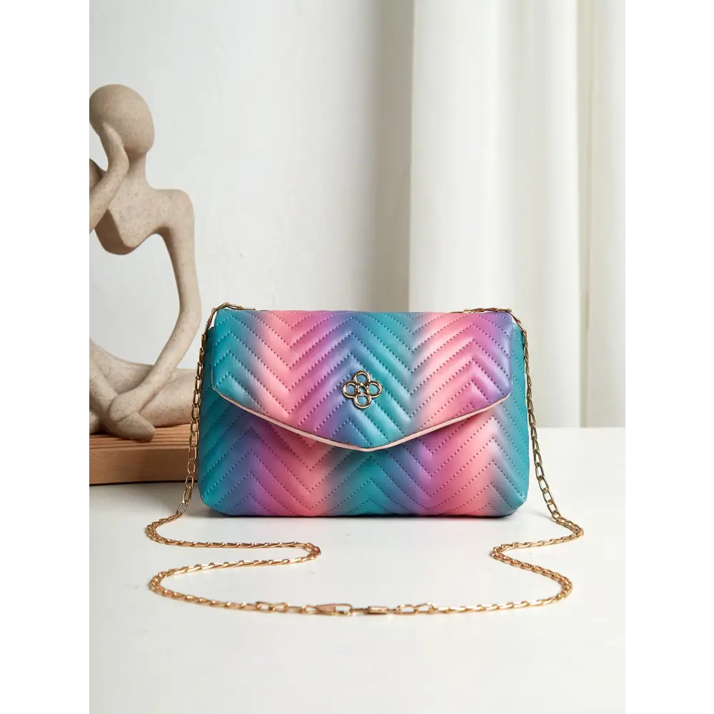 Colorful Soft PU Clamshell Bag with Polyester Lining - Blue And Purple