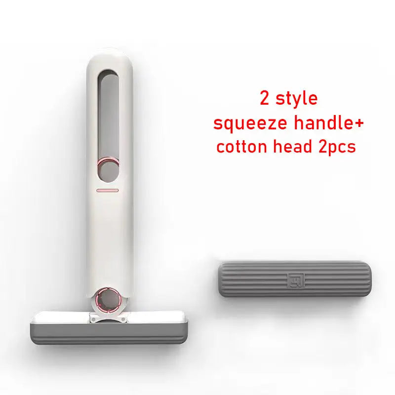 Compact Single Hand Grip Mop with Ring Push Pull Dehydration System 2 Style