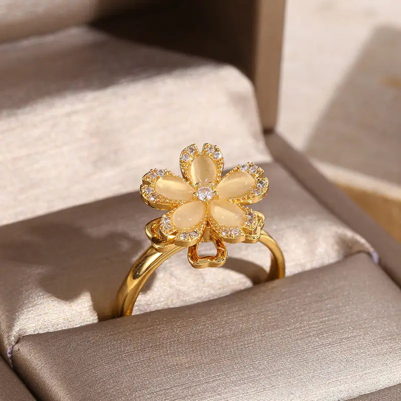Copper Sakura Zircon Ring - J062