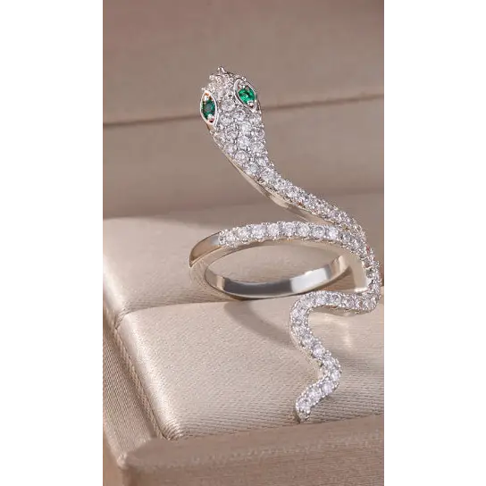 Copper Zircon Snake Ring - 4395style / Platinum
