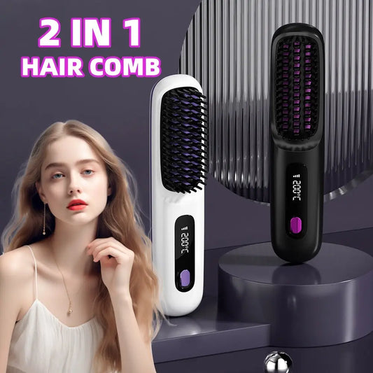 Cordless Hair Straightener Brush with 45 Minute Battery Life