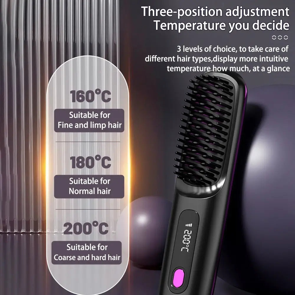 Cordless Hair Straightener Brush with 45 Minute Battery Life