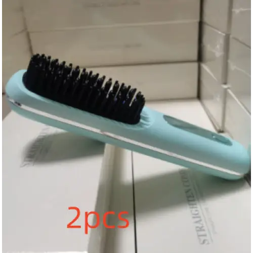 Cordless Hair Straightener Brush with 45 Minute Battery Life LCD unpredictable blue 2pcs