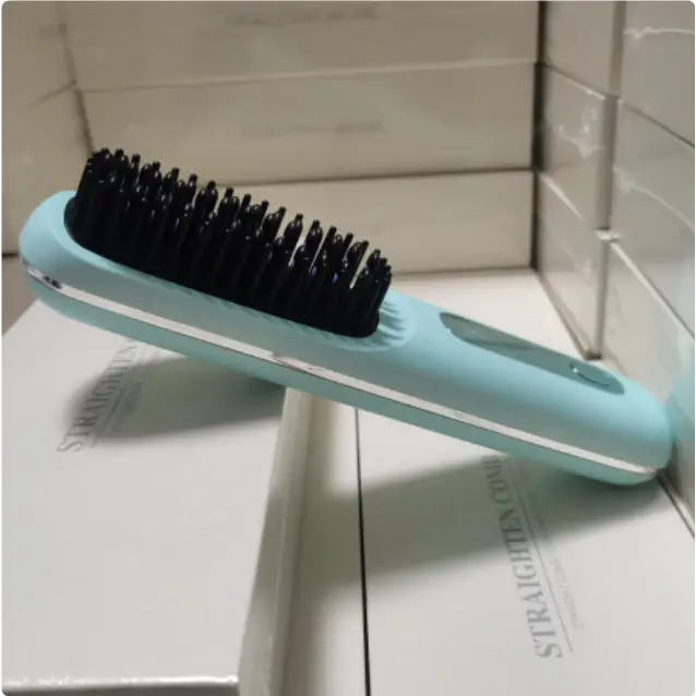 Cordless Hair Straightener Brush with 45 Minute Battery Life LCD unpredictable blue