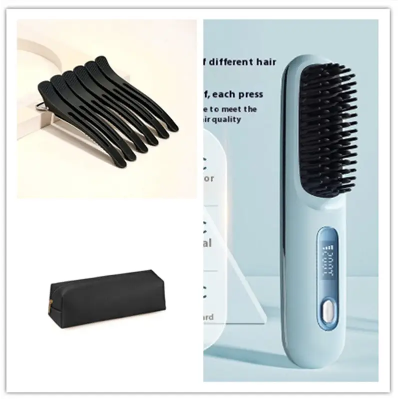 Cordless Hair Straightener Brush with 45 Minute Battery Life Set1