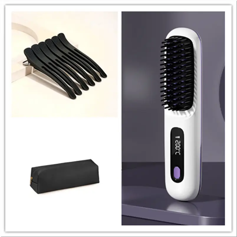 Cordless Hair Straightener Brush with 45 Minute Battery Life Set2