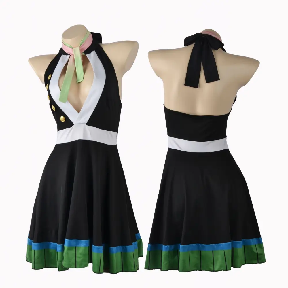 Cosplay Costume Cartoon Print Swimsuit - Black / XS
