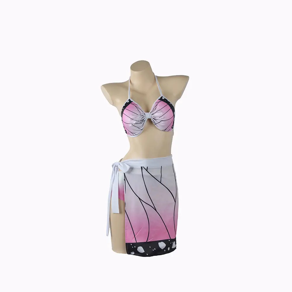 Cosplay Costume Cartoon Print Swimsuit - Pink butterfly / XS