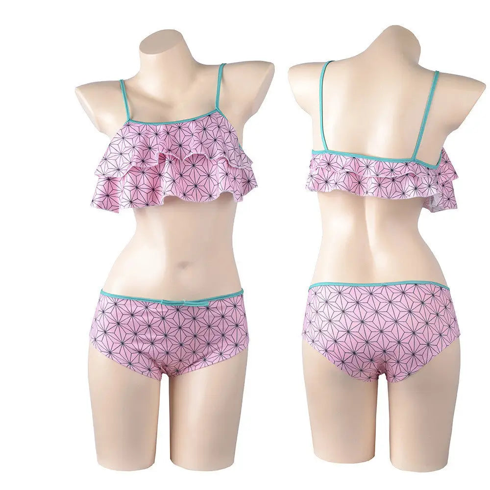 Cosplay Costume Cartoon Print Swimsuit - Pink / XS