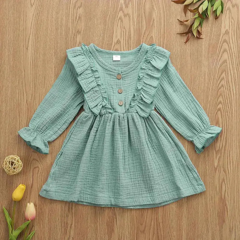 Cotton Blossom Dress - Green / 120cm