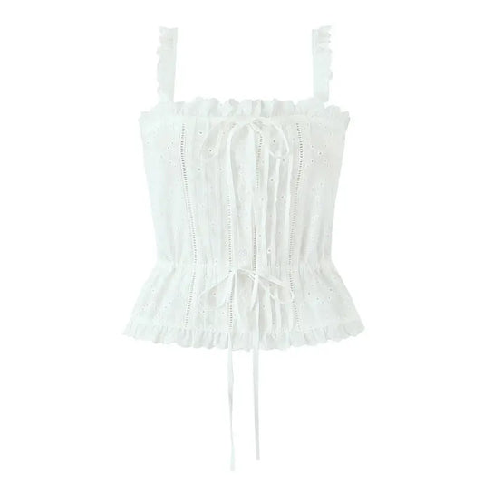 Cotton Charm: Embroidered Top & Culottes Set