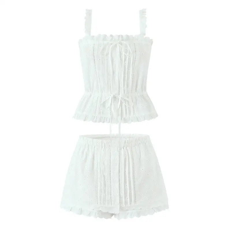 Cotton Charm: Embroidered Top & Culottes Set