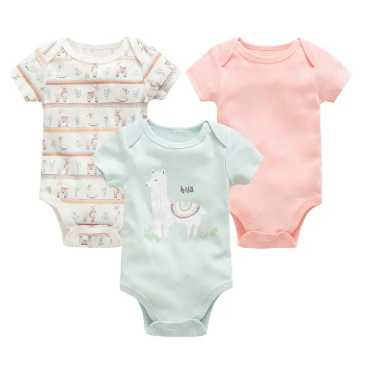 Cotton Cuddle: 3-Piece Baby Onesie Set - Alpaca / 6 9M