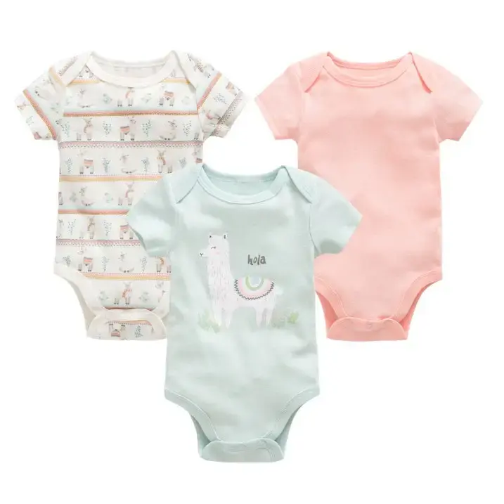 Cotton Cuddle: 3-Piece Baby Onesie Set - Alpaca / 6 9M