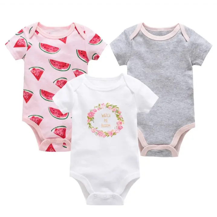 Cotton Cuddle: 3-Piece Baby Onesie Set - Watermelon section / 6 9M