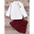 CottonJoy Kids’ Pit Strip Outfit - Wine Red / 120cm