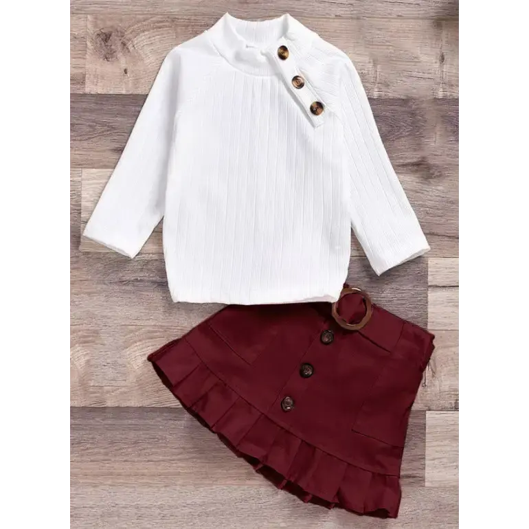 CottonJoy Kids’ Pit Strip Outfit - Wine Red / 120cm