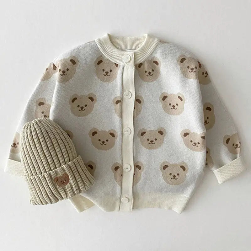 Cozy Bear Sweater Coat - Beige / 73cm
