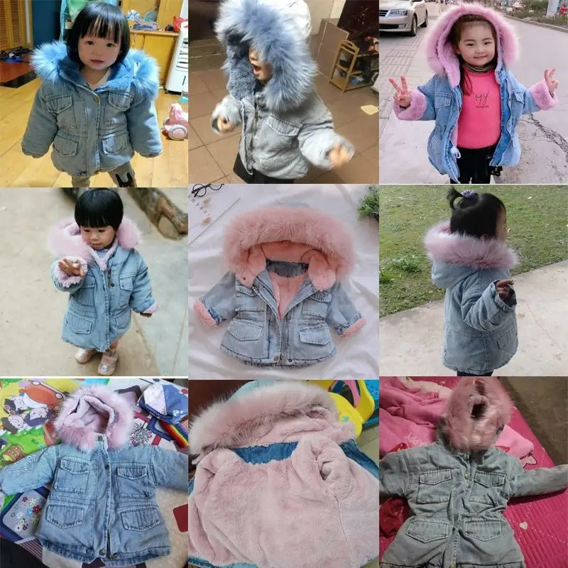 Cozy Chic Denim Velvet Jacket - Girls’ Fall/Winter