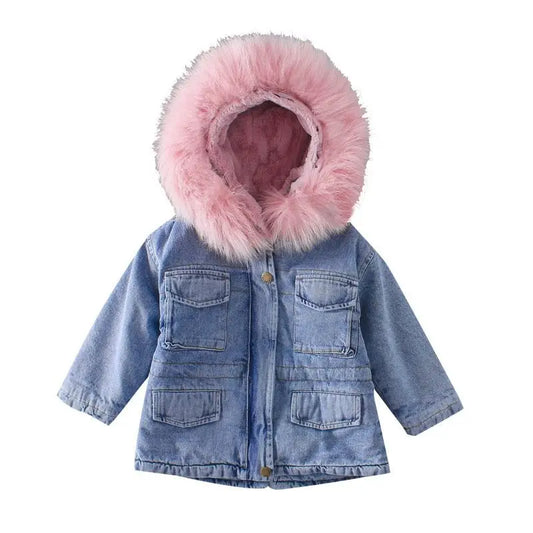 Cozy Chic Denim Velvet Jacket - Girls’ Fall/Winter