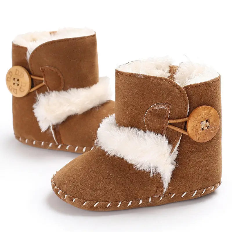 Cozy Grip Cotton Baby Shoes - Brown / 12cm