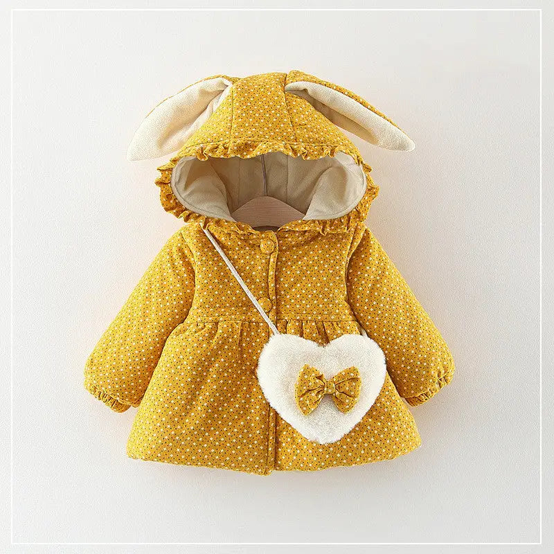 CozyChic: Girls’ Winter Warm Padded Cotton Wear - Yellow / 80cm