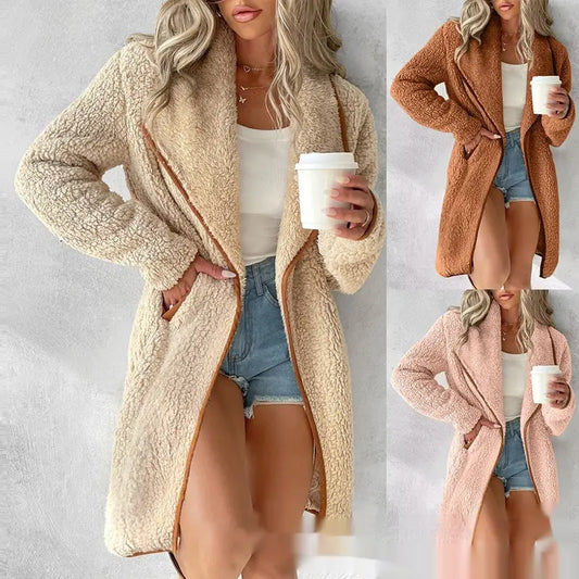 Fuzzy open-front cardigan coats.