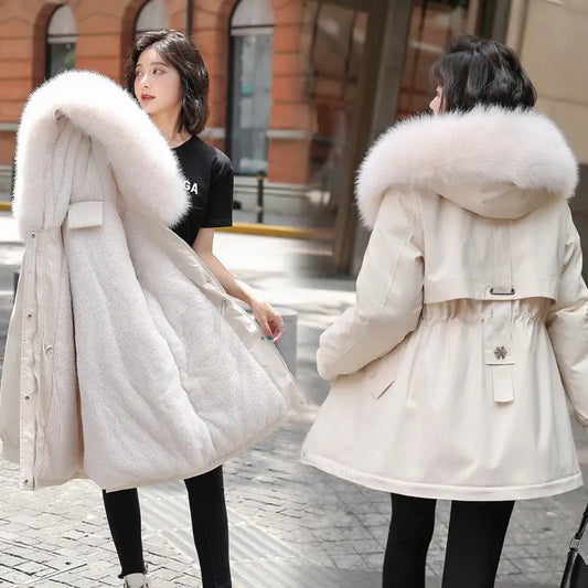 CozyCloud: Luxe Fur-Collar Fleece Parka