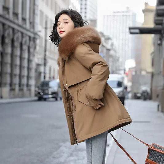 CozyCloud: Luxe Fur-Collar Fleece Parka