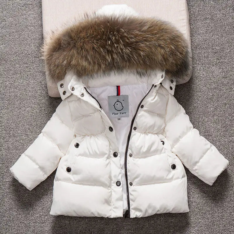 CozyCloud Unisex Baby Down Jacket - White / 100cm