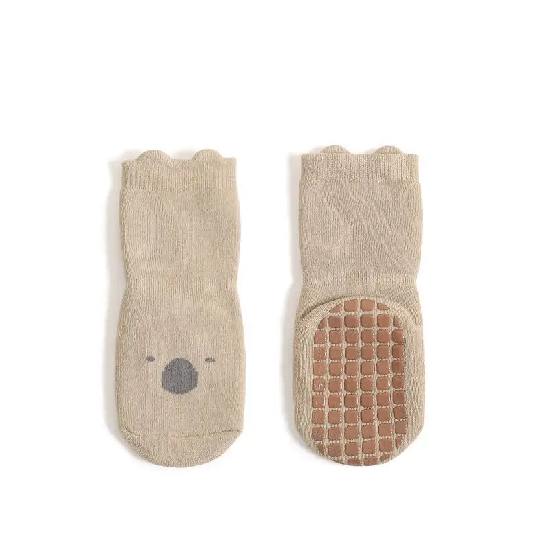 CozyCotton Kids Socks - Khaki Raccoon / L