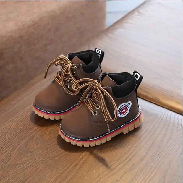 CozyCotton Tots: Velvet Warmth Boots 1-3Y - Light brown / 21