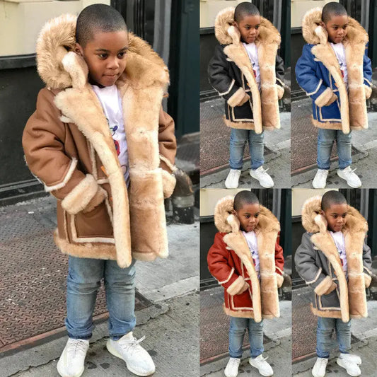CozyCub Hooded Fur-Trimmed Jacket
