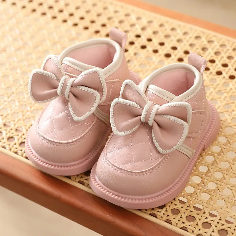 CozyKicks: Baby Girl Bow Cotton Shoes