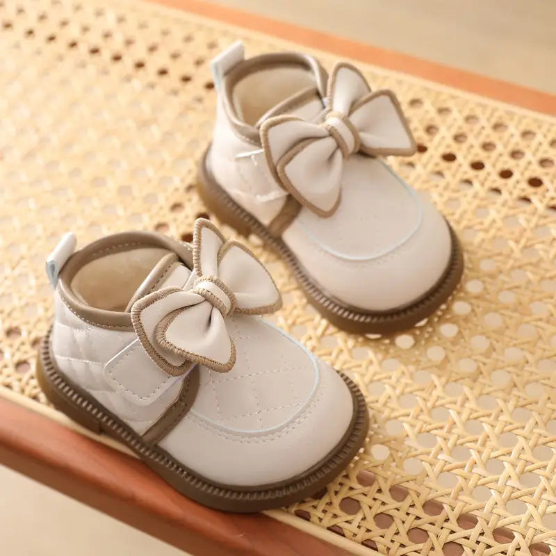 CozyKicks: Baby Girl Bow Cotton Shoes