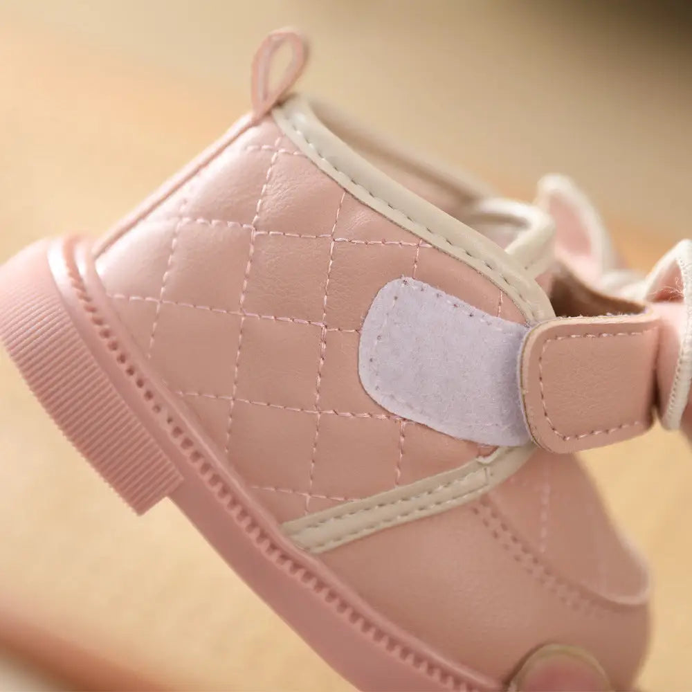 CozyKicks: Baby Girl Bow Cotton Shoes