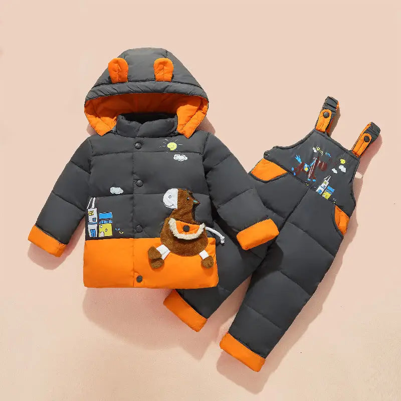 CozyKid Down Jacket Suit - Grey / 80cm